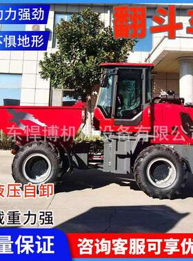 油前卸式翻斗途散料运输工短程车柴翻斗运输ZXK车侧车翻式四驱翻