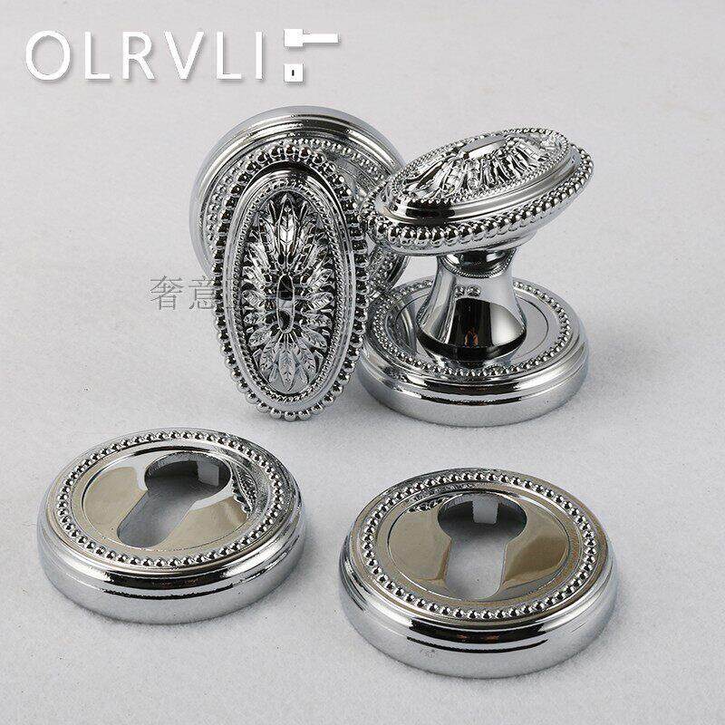 意大利olrvli纯铜静音门锁银色镀铬欧式法式黄铜室内木门双开关锁