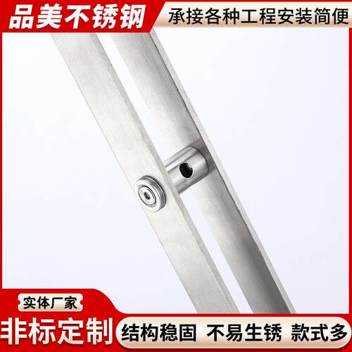 不锈钢楼梯扶手直型穿拉丝立柱不锈钢阳台玻璃栏杆方管玻璃立柱