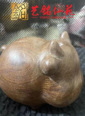 金丝檀木奶牛13cm大号摆件可爱动物迷你木质牛文玩手把件礼品