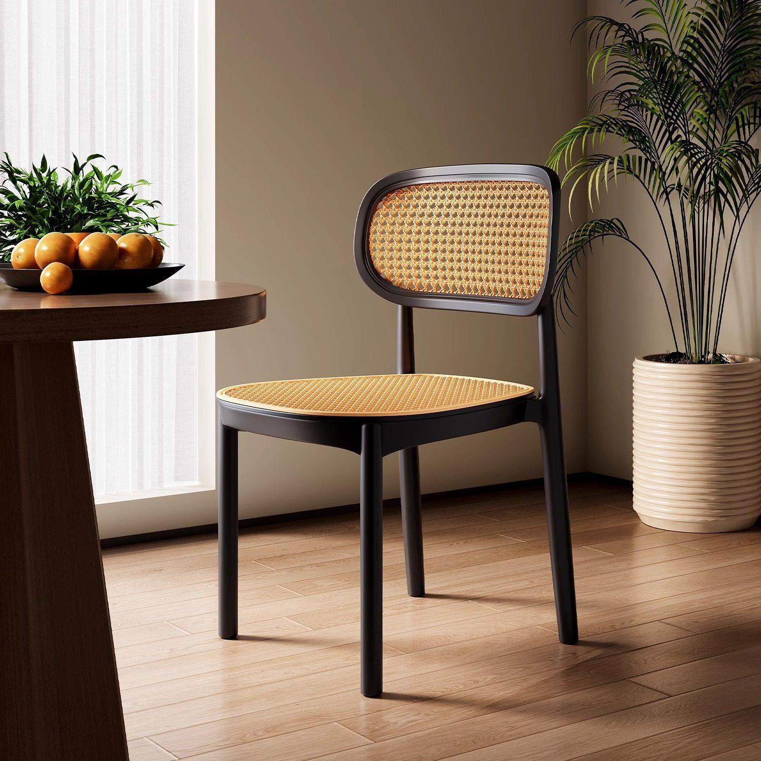 藤编椅子家用覆古餐桌餐椅可叠放靠背椅商用饭厅扶手椅备用高凳子,住宅家具,餐椅,淘宝优惠券,粉丝福利购,淘宝优惠卷