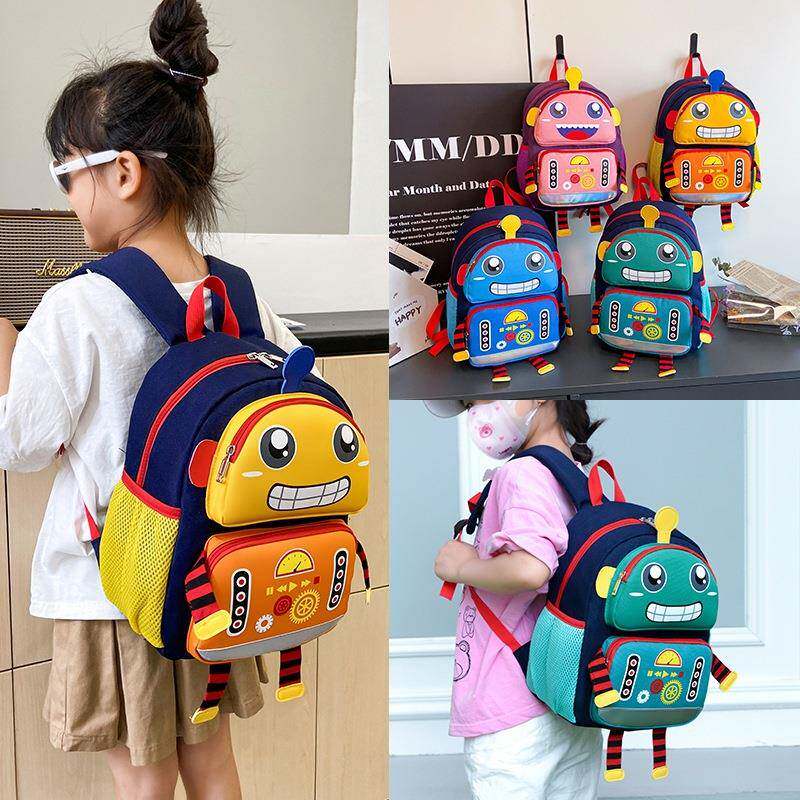 卡通儿童潮酷双肩背包日韩幼儿园书包机器人男孩女孩潮流双肩包