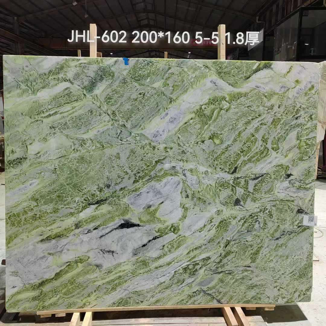 绿翡翠奢石茶几圆餐桌面板 天然大理石石材奢石加工