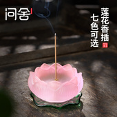 香炉家用室内檀香熏香炉仿琉璃莲花小摆件上香点香插香线香炉底座
