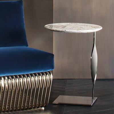 YSPPSY-C974茶几轻奢岩板边几角几客厅小茶几大理石小圆桌沙发小