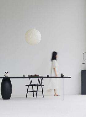 叁几 合一茶桌 侘寂风白蜡木碳化餐桌原木异形家用茶台极简书桌