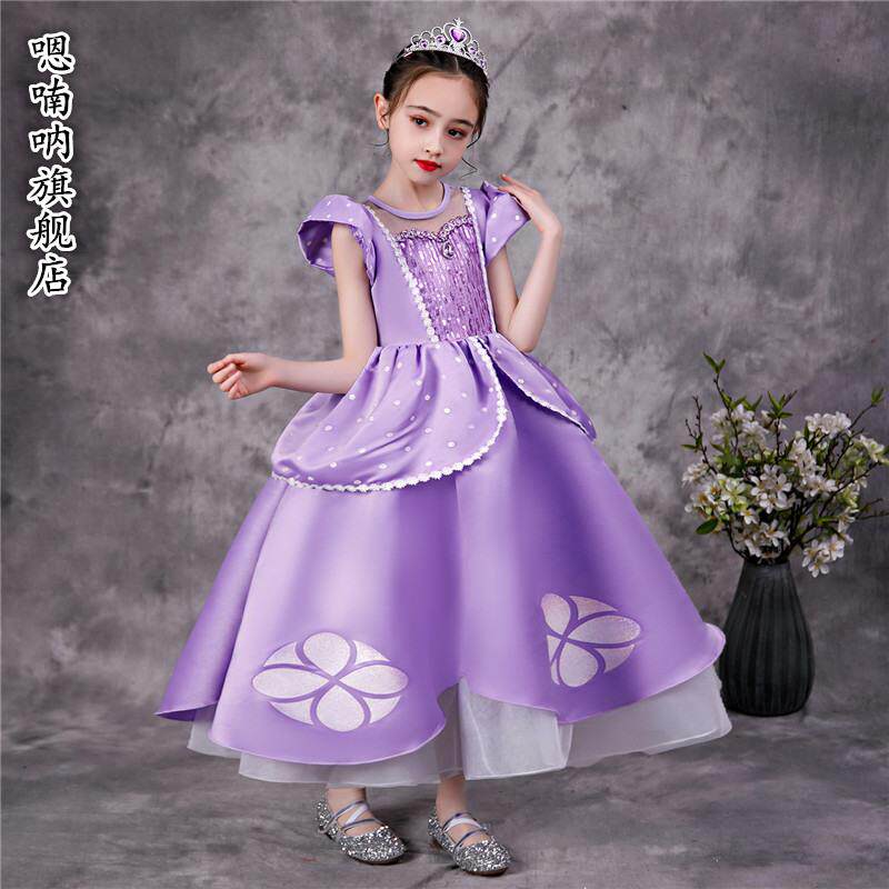 长发公主裙乐佩的裙子万圣节服装艾莎夏季女童儿童连衣裙苏菲亚