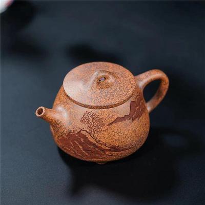 宜兴毫纯手工紫砂壶原矿段泥高温柴高zj0898瓢内升推球孔260家用