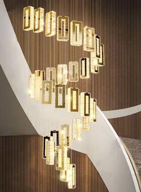 复楼楼中式楼别墅大吊灯旋楼梯灯挑现转代1126简约高客厅水晶吊灯