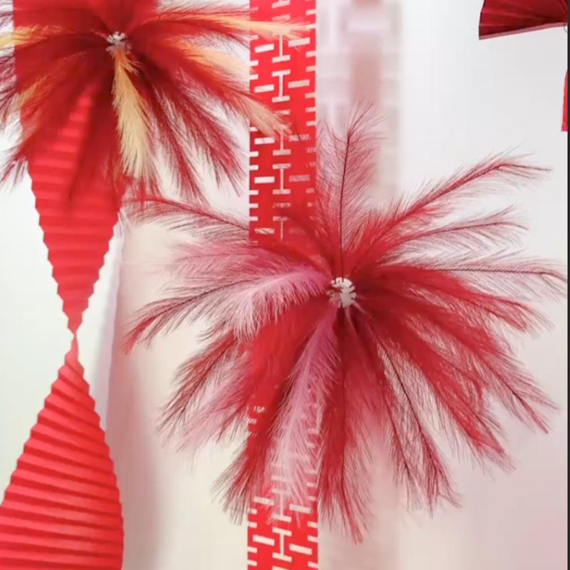 结176441婚客厅房婚仿真晨芦苇烟羽毛孔雀草立柱布置花装饰袍拍照