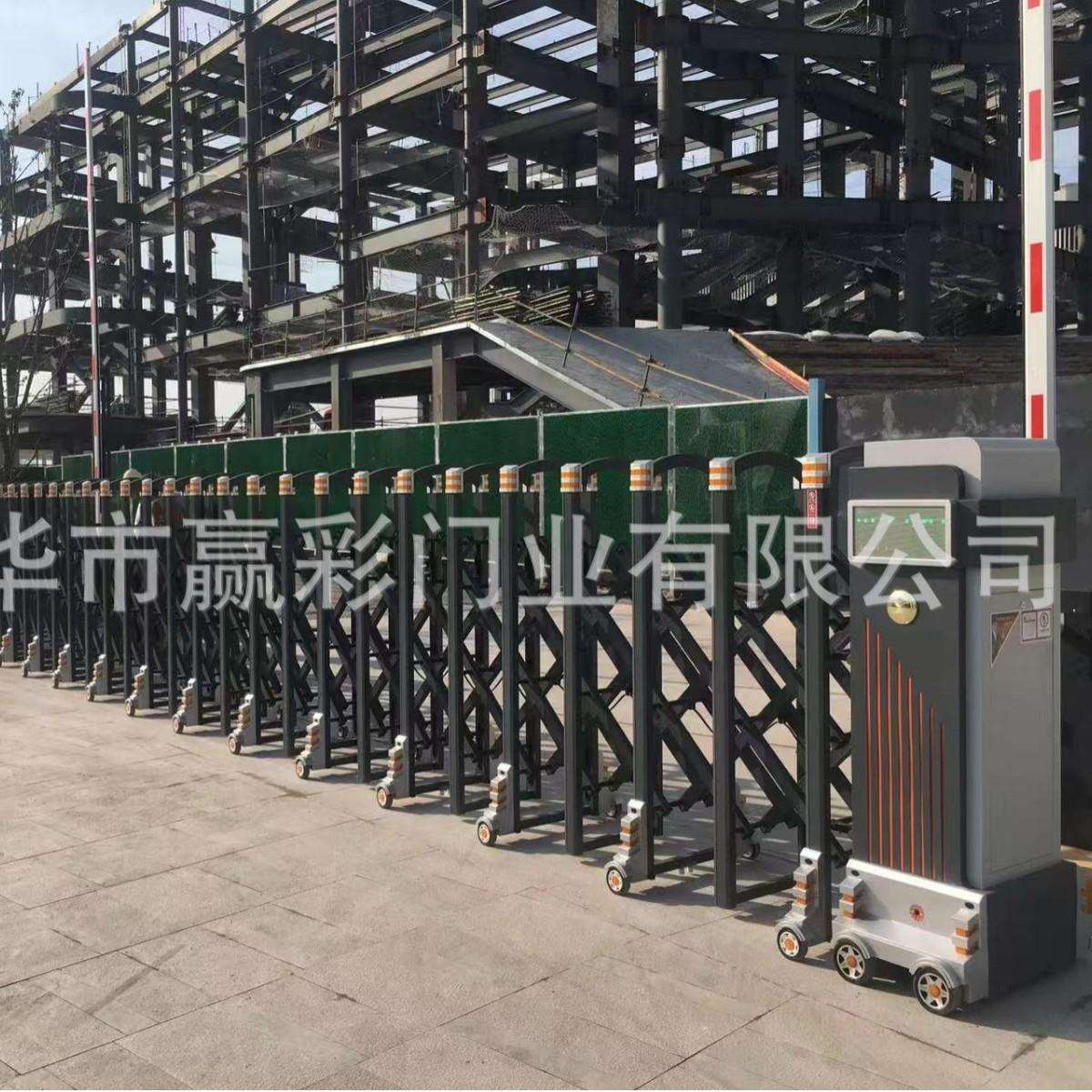 不锈钢自动折叠收缩门无轨平移大门智能铝合金电动伸缩门学校工厂