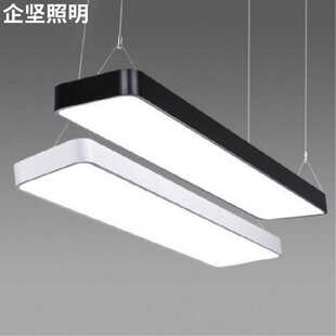 办公室吊灯led长条灯现代简约长方形吊线灯圆角办公灯具吸顶灯