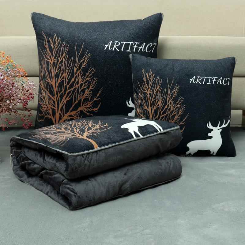 正品厚珊瑚绒抱枕被子两用多功能载加办叠公室午睡车枕头汽车折空