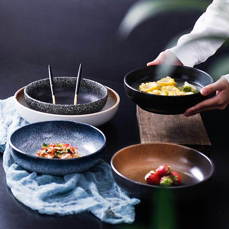 日式餐具加厚深圆盘陶瓷菜盘子创意早餐盘碟子和风家用碗盘碟套装,餐饮具,盘,淘宝优惠券,粉丝福利购,淘宝优惠卷