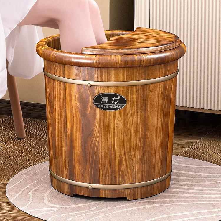 碳化泡脚洗脚木桶过小腿家用实木泡脚盆木质足浴桶养生保温洗脚盆