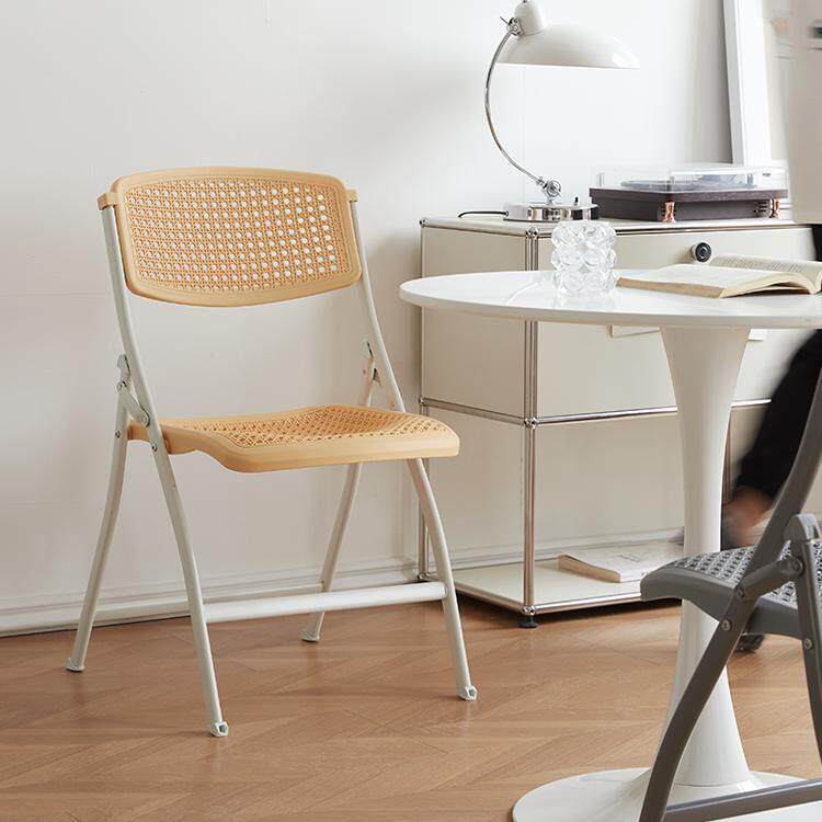 藤编椅子易脑凳子塑料折叠椅家培用餐椅便携办公椅电椅靠背椅会简
