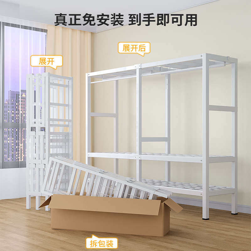现代家居简易衣柜全封闭免安装加粗可折叠衣架落地立式收纳柜
