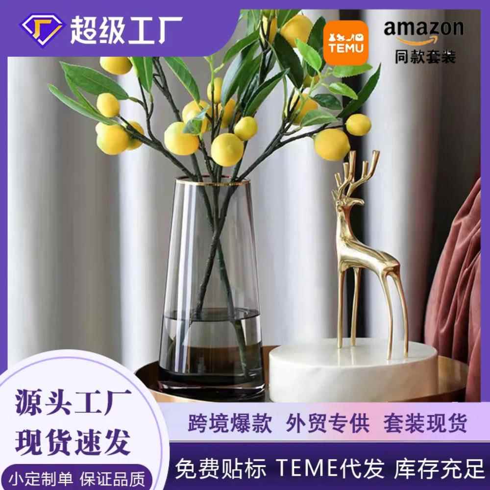 塑料花瓶插花防摔仿玻璃水养透明竹富贵竹专用亚克力硬质花盆简易