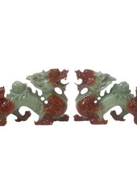 钰程本命年玉器 28厘米岫玉石青龙吉祥生肖太极龙工艺品摆件