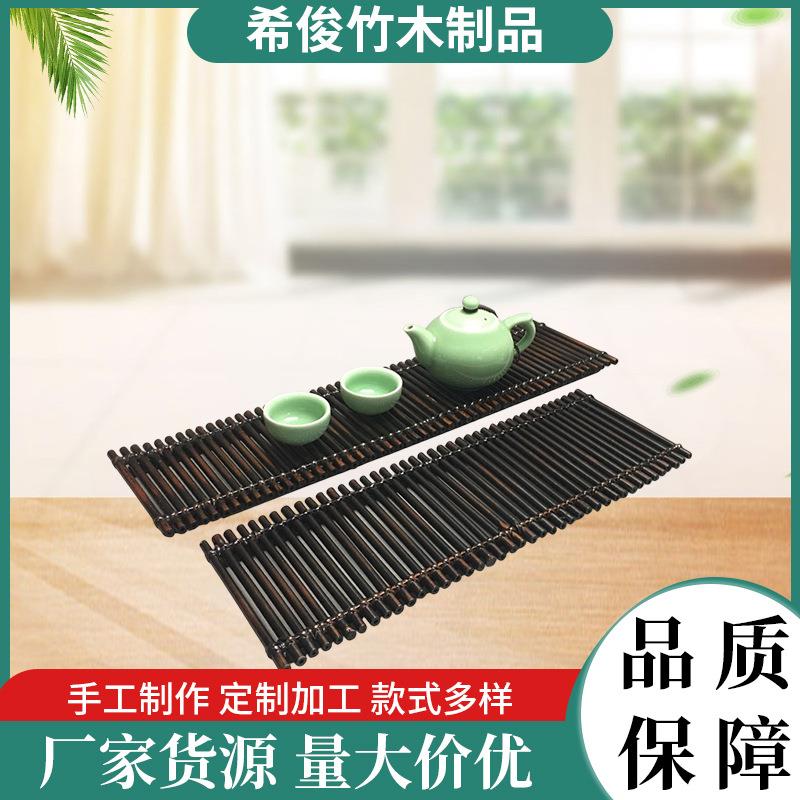 复古竹排茶配件刺身搭配竹茶盘茶帘壶垫创意杯垫漏水茶道沥水竹排
