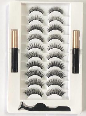 3D自然假睫毛10对 5磁铁混装磁性眼线液套装5 Magnetic Eyelashes