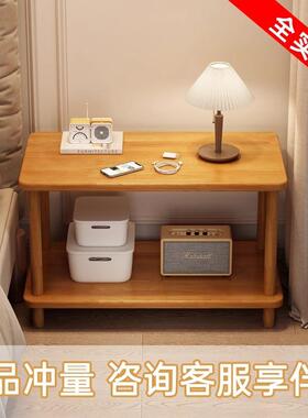 实床头柜全简OKR实木约现代出租房用简易用卧室木床边柜床头家置