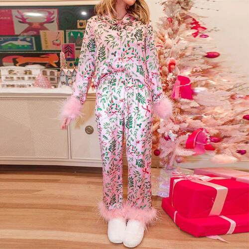 Xingqing Christmas Family Matching Pajamas Set Floral Print