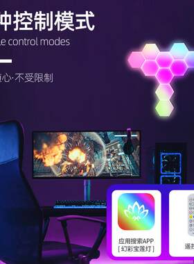 拾音灯声控音乐节奏灯RGB变色幻彩电竟氛围灯智能量子灯蜂巢灯