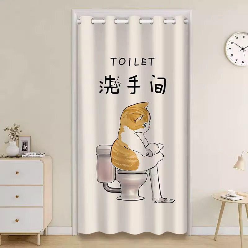 卫生间门口门帘遮挡帘洗手间厕所隔断帘感家用免打孔帘子图片