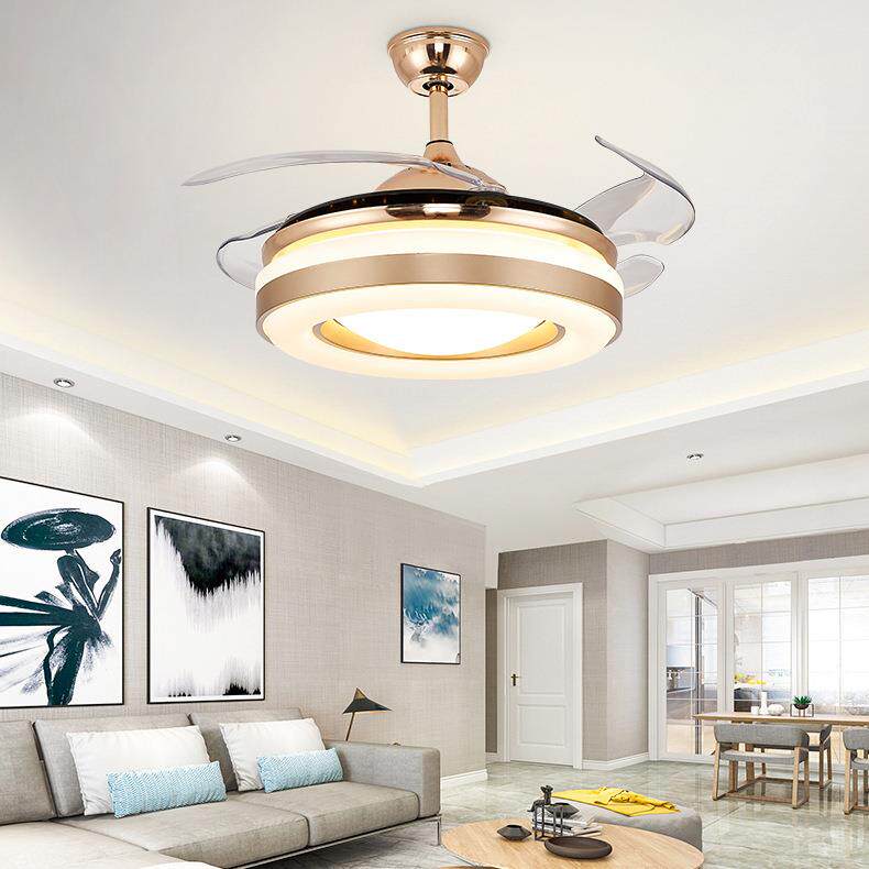 客厅吊扇大风力隐形家用led吊扇灯卧室餐厅风扇灯带灯电扇吊灯具