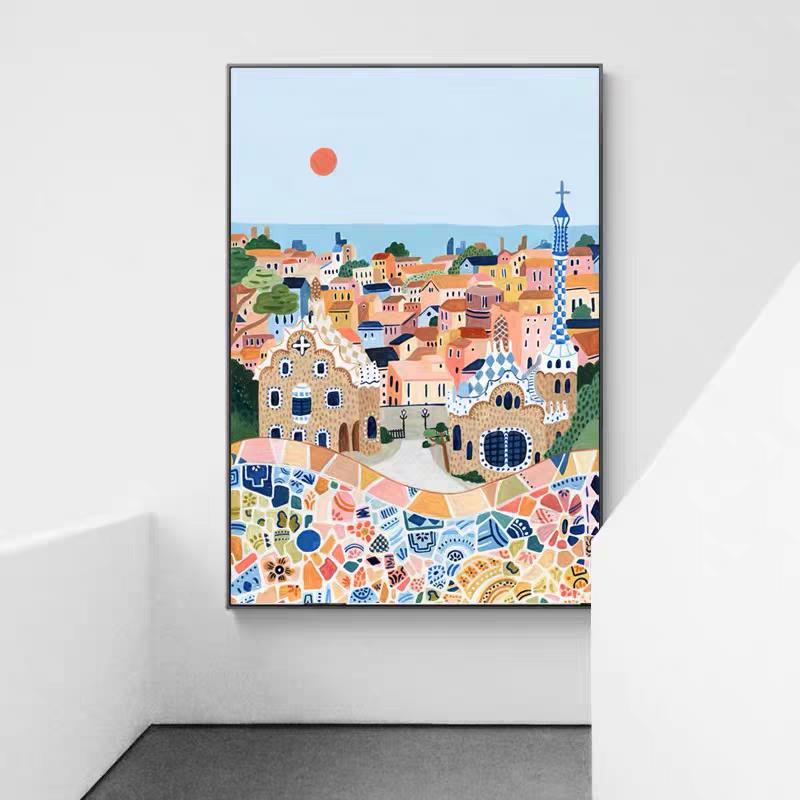 多巴胺治愈系风景装饰画女生卧室挂画小清新餐厅壁画民宿小众挂画