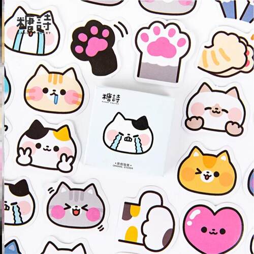 45 Pcs Cute Cat Stickers Vinyl Decals Animals Kitten Sticker