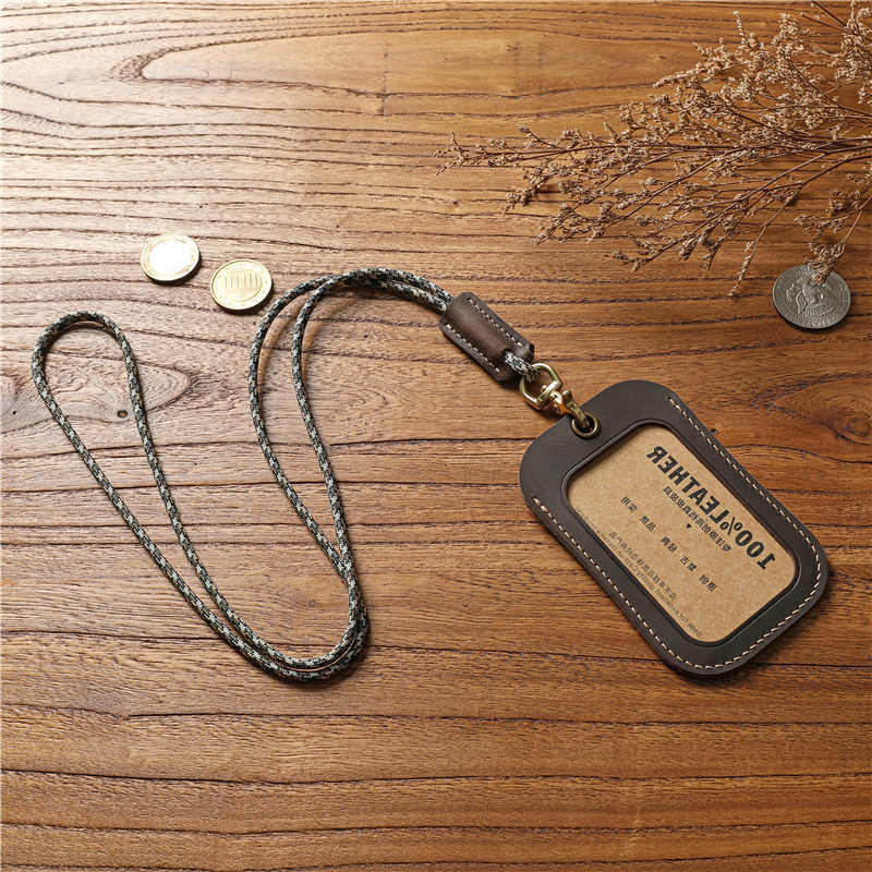 复古手工公交卡套疯马头层牛皮工作牌证件套带挂绳胸卡出入工作证,箱包皮具/热销女包/男包,卡套,淘宝优惠券,粉丝福利购,淘宝优惠卷