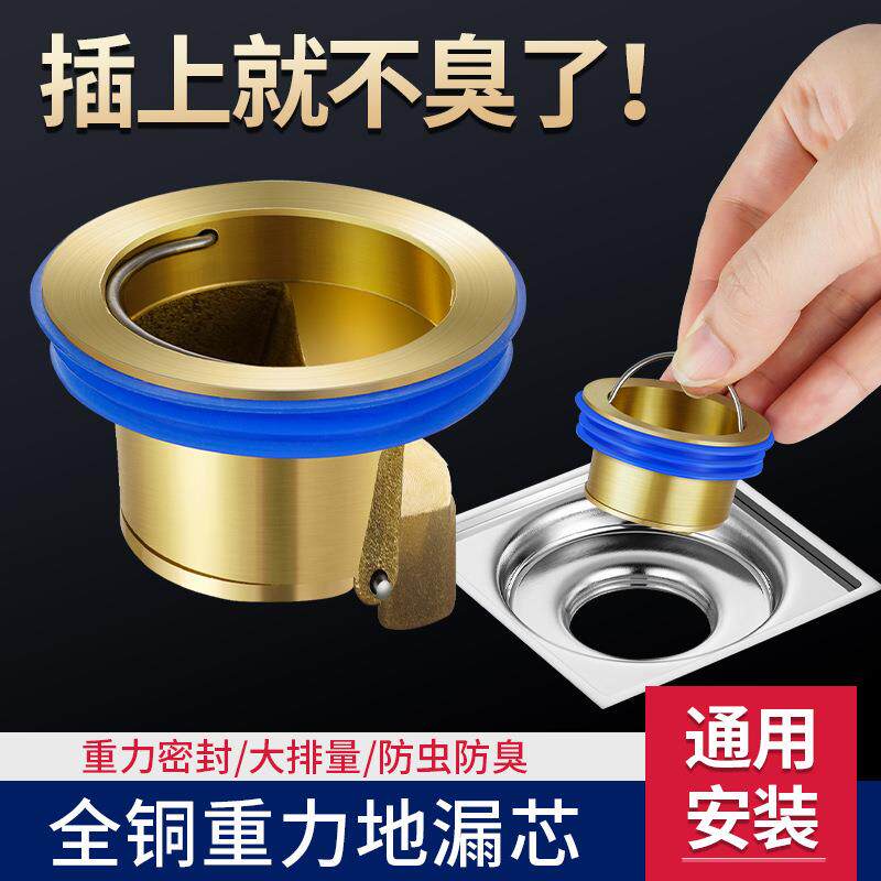 全铜地漏芯防臭器下水道防反味黄铜重力芯防虫下水管通用浴室