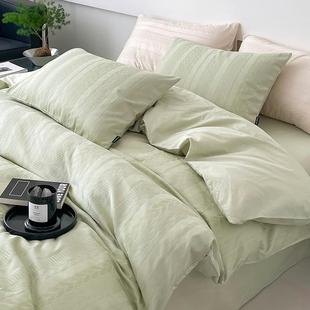 60支贡麦穗缎提花四件套床上用品被套床单床笠纯色学生宿舍三件套