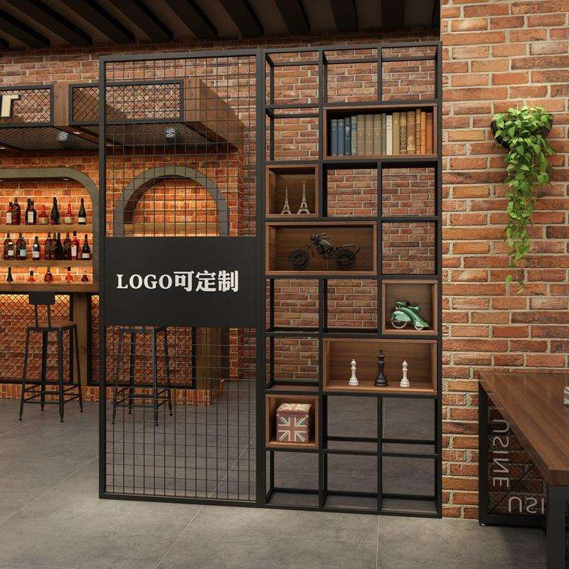 美式工业风多层隔置物架酒吧复古艺断搁屏风铁餐厅创意展示062105
