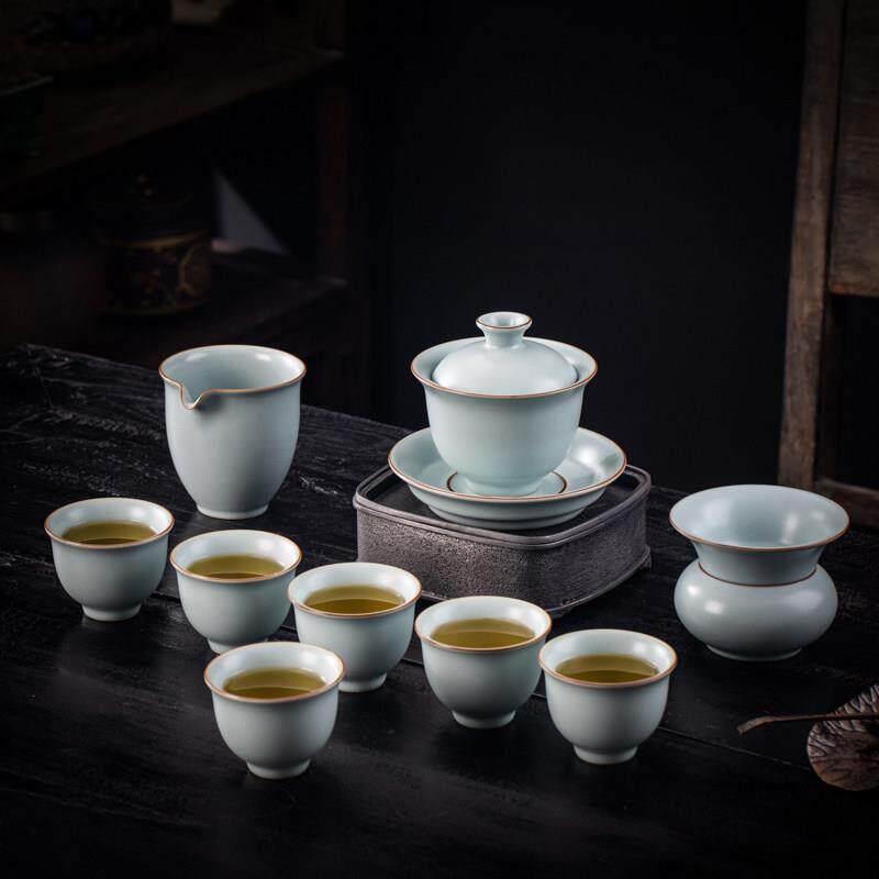 寻忆汝窑盖碗茶具套组轻奢高档家用中式汝瓷泡茶壶功夫茶杯礼盒
