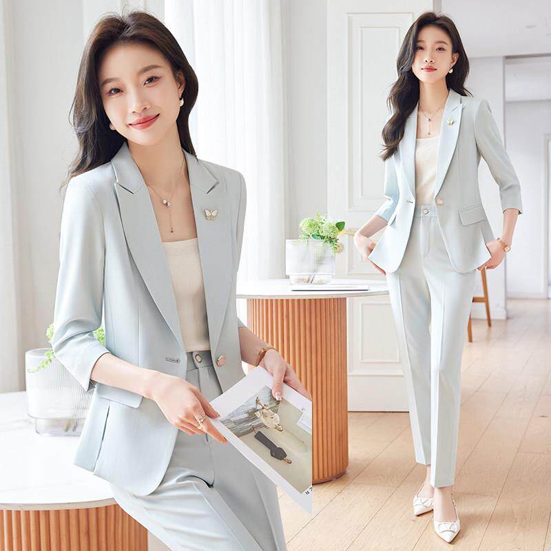 职业西装套装女2024新款夏季薄款高级感小个子休闲七分袖西服外套