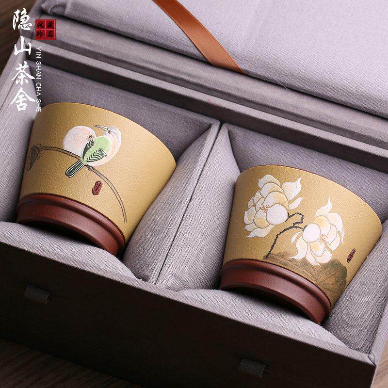 宜兴紫砂主人杯茶杯品茗杯白头偕老杯纯手工名家对杯结婚礼品茶具