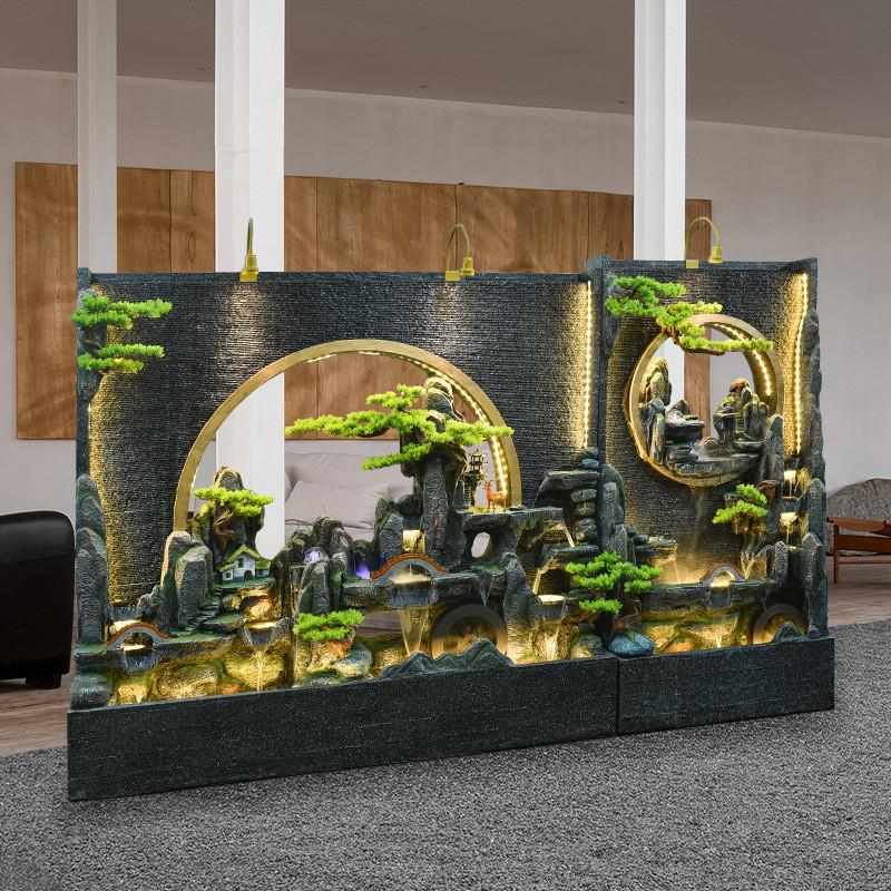 水幕墙流水墙屏风庭院别墅景观酒店客厅背景墙玄关循环水鱼缸摆件