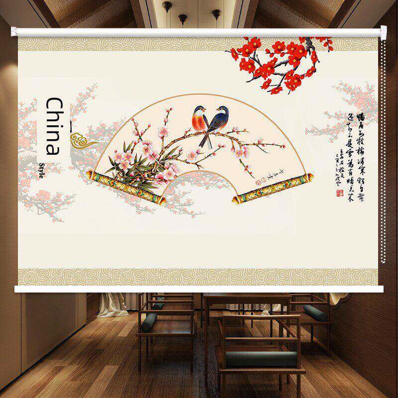 定制卷帘办公室客厅厨房阳台浴室防水遮光新型中国风卷帘拉可调窗