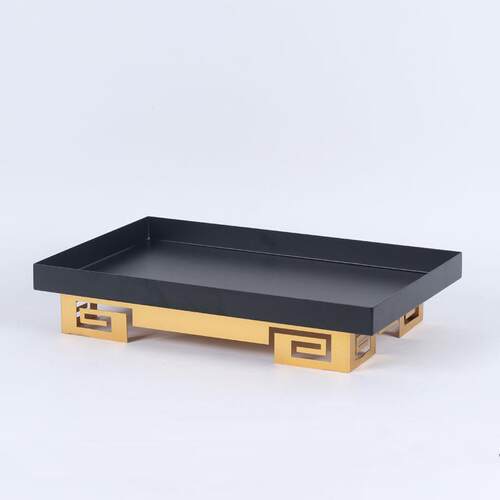 现代新中式金属提篮摆设托盘铁艺摆件样板房间客厅茶几提盒装饰品