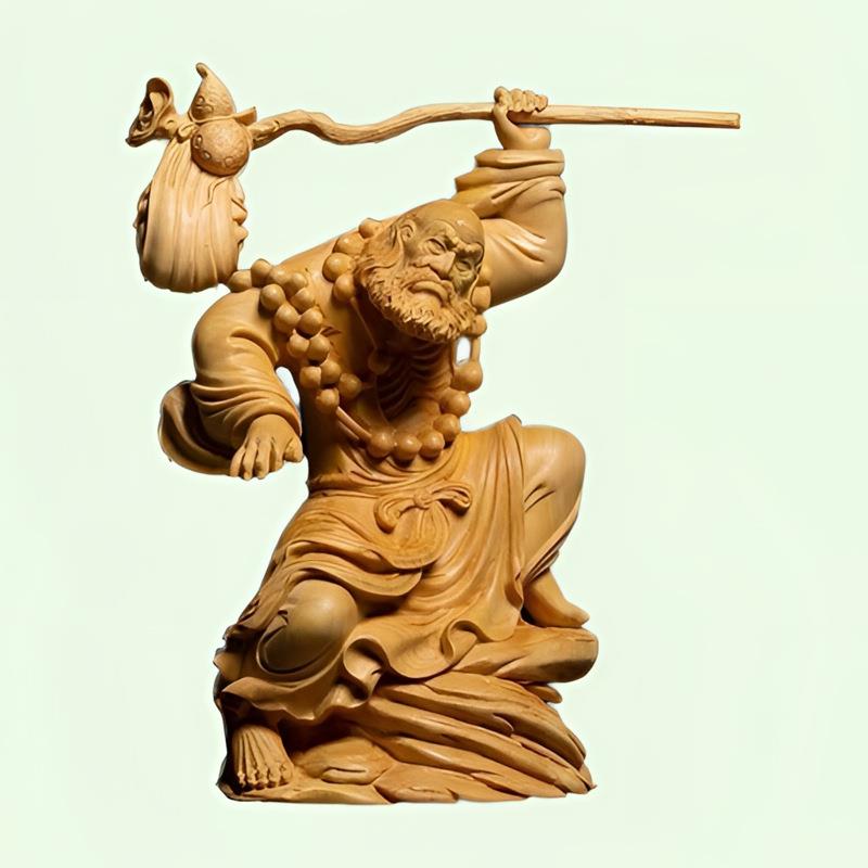 崖柏达摩摆件工艺品居家办公室禅意卷发悟道师祖收藏文玩手把件图片