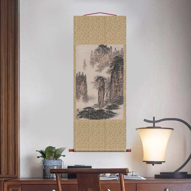 钱松岩梦笔生花图卷轴国画山水画名画复制品字画中式书房玄关挂画