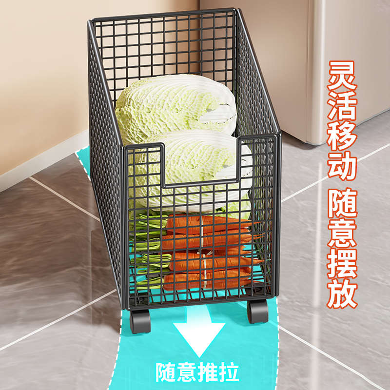 果蔬置物架厨房家用多功能蔬菜收纳架子客厅落地可移动零食小推车