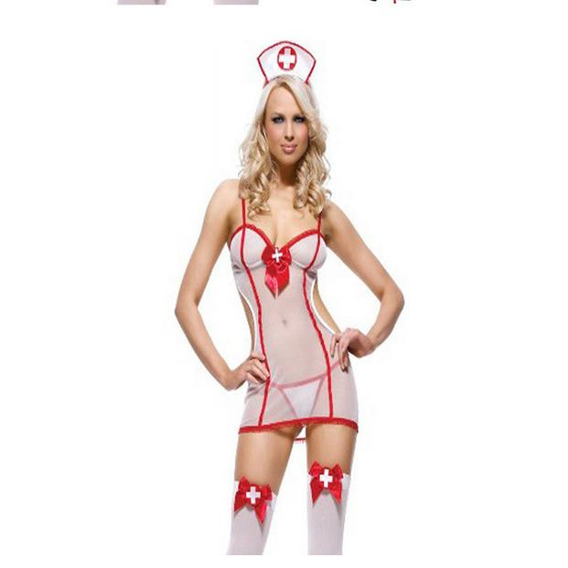 Sexy lingerie nurse uniform suit temptation see-through