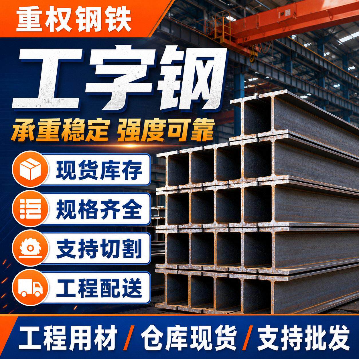 H型钢建筑工字钢镀锌工型钢尺寸定制钢结构钢梁六米定尺承重型材