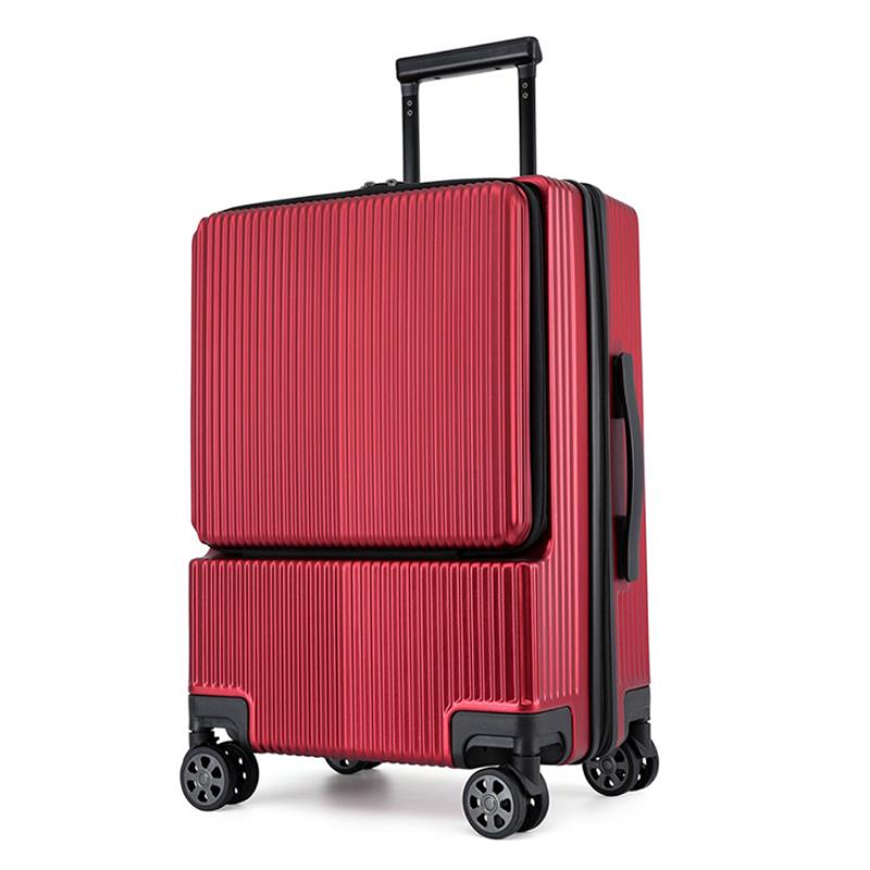高档行李箱框男女02寸商务登机脑前置开口旅行箱铝子24多功能拉电