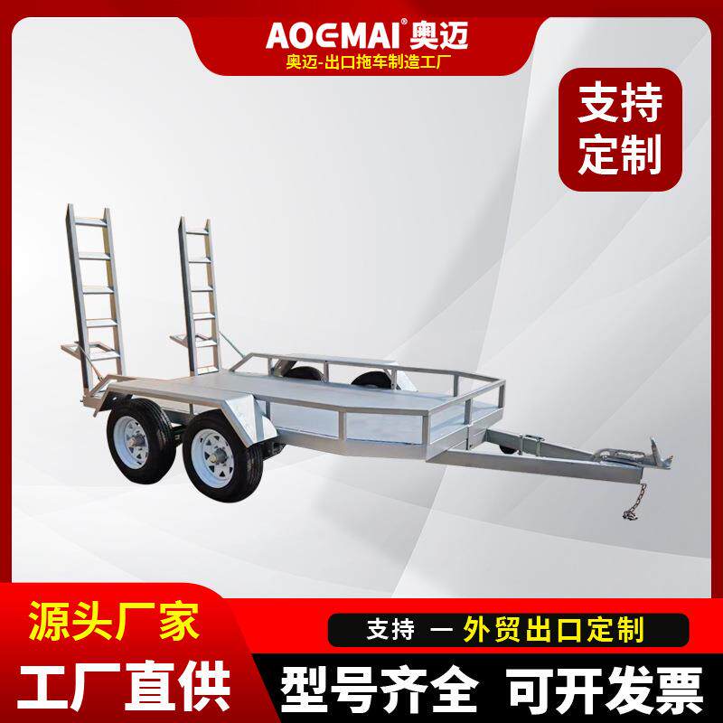 挖掘机拖车出口定制平板拖车热镀锌农机履带工具车拖车工厂