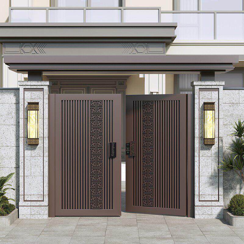 户外花园铝合金庭院门不锈钢铁艺单双开子母院子门农村自建房大门